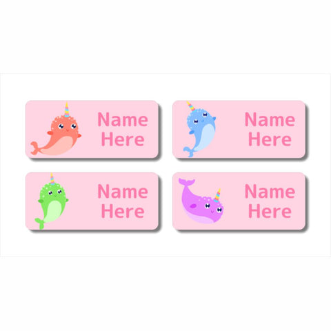 Narwhal Rectangle Name Labels (Pack of 32)
