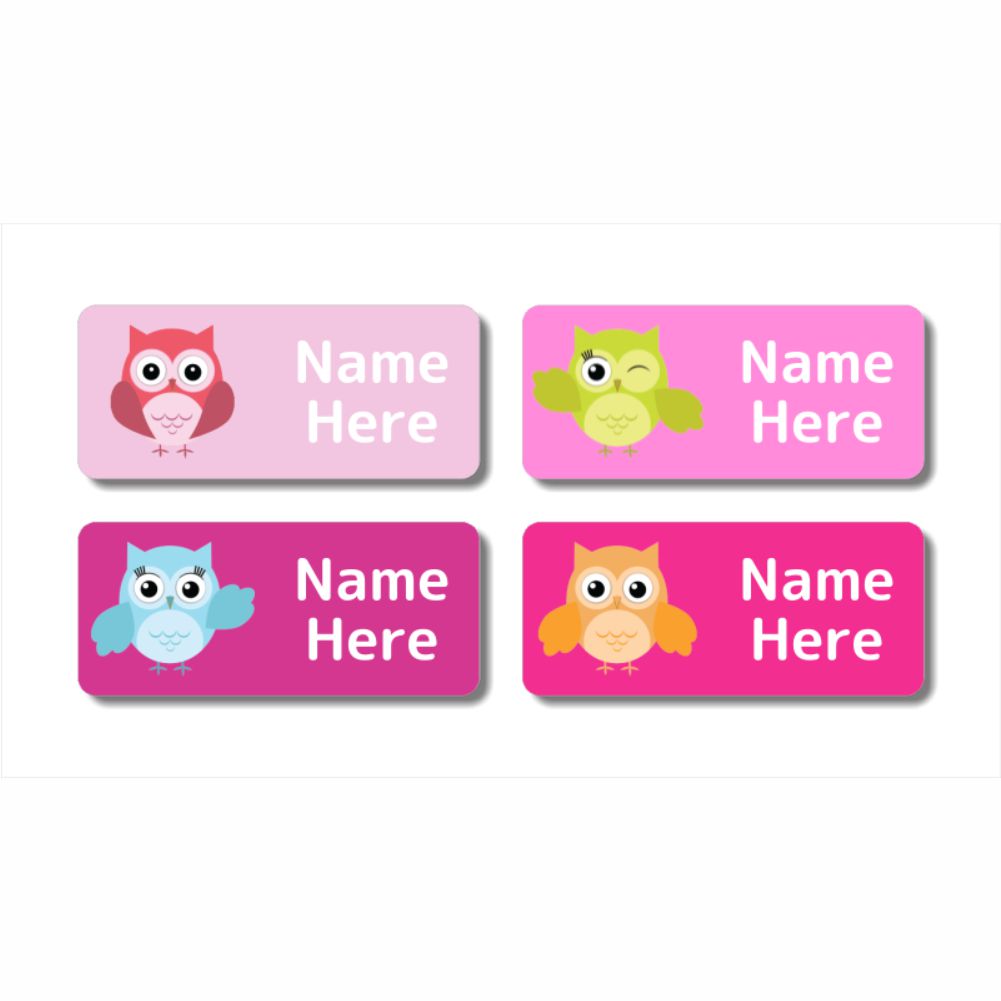 Owl Rectangle Name Labels (Pack of 32)