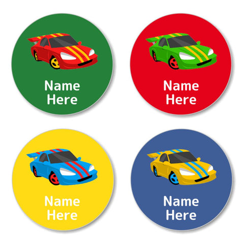 Racing Car Round Label (Pack of 30)