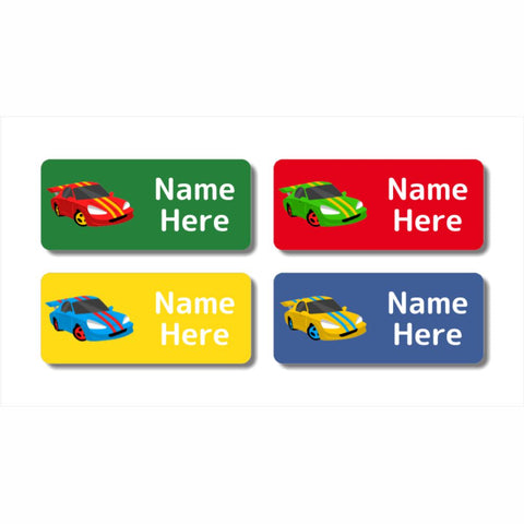 Racing Car Rectangle Name Labels (Pack of 32)