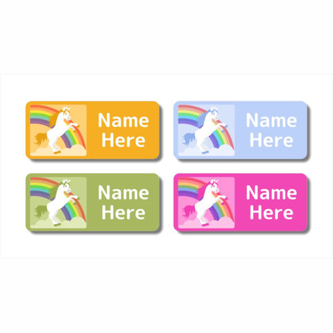 Rainbow Unicorn Rectangle Name Labels (Pack of 32)