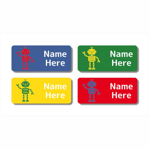 Robot Rectangle Name Labels (Pack of 32)