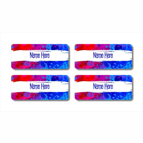 Splatter Rectangle Name Labels (Pack of 32)