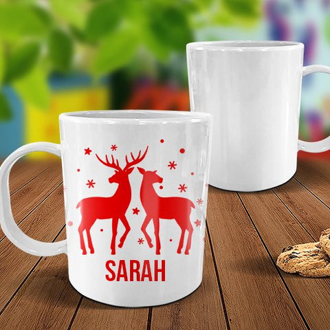 Two Deer White Plastic Mug