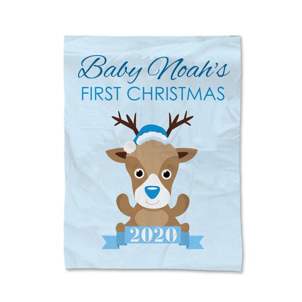Blue First Christmas Blanket - Large