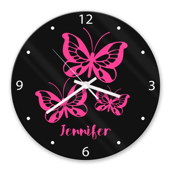 Butterflies Glass Clock