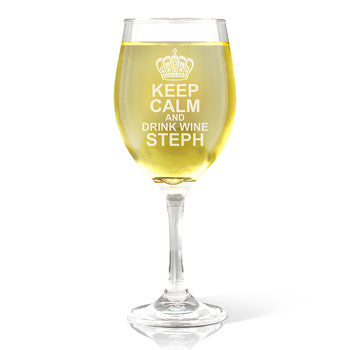 Keep Calm Design Wine Glass