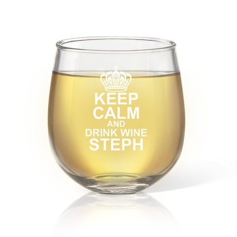 Keep Calm Stemless Wine Glass