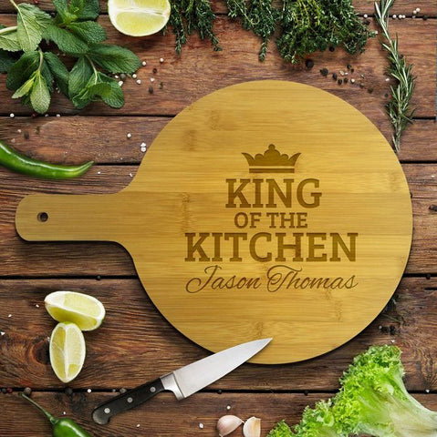 King of the Kitchen Round Bamboo Serving Board
