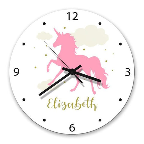 Pink Unicorn Glass Clock