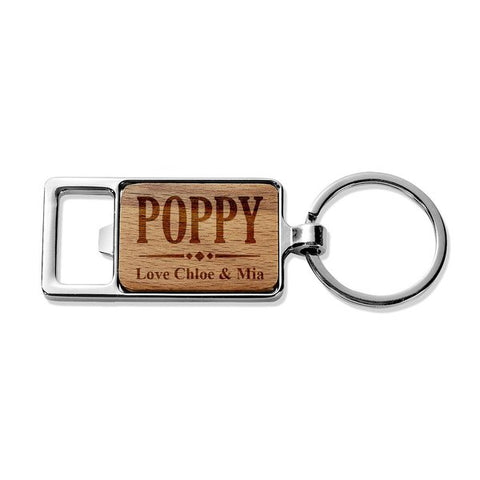 Poppy Rectangle Metal Keyring