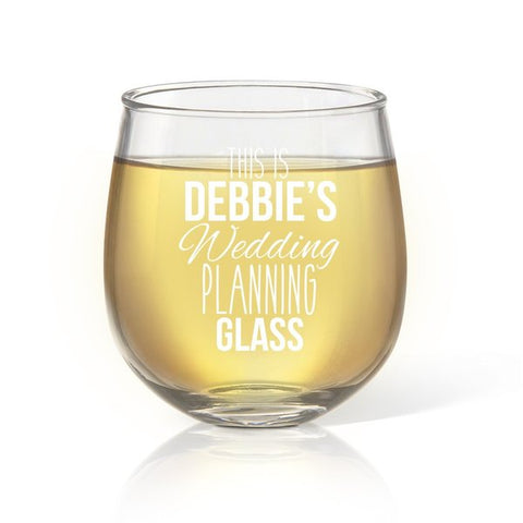 Wedding Planning Stemless Wine Glass