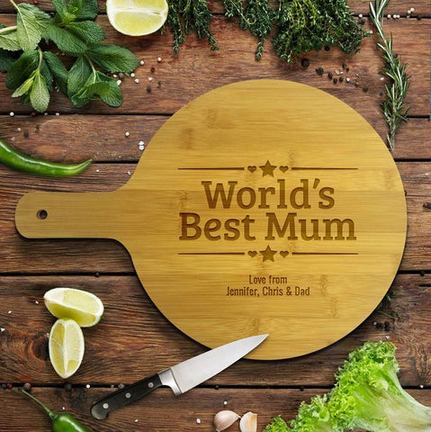 World's Best Mum Round Bamboo Serving Board